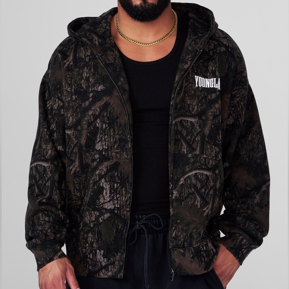 YoungLA - Heritage Zip-up Hoodie 5052 - Dark Tree Camo - size xxL